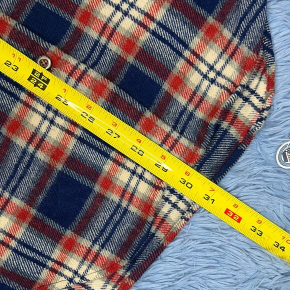 VINTAGE JCPenney Button Up Flannel Shirt Size Large Tall Mens Shop Plaid 80s - Picture 10 of 12